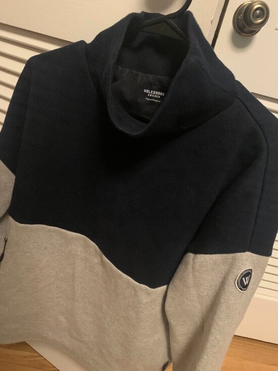 Holebrook Sweaters - Holebrook Windproof Elin Pullover in Navy Blue/Grey